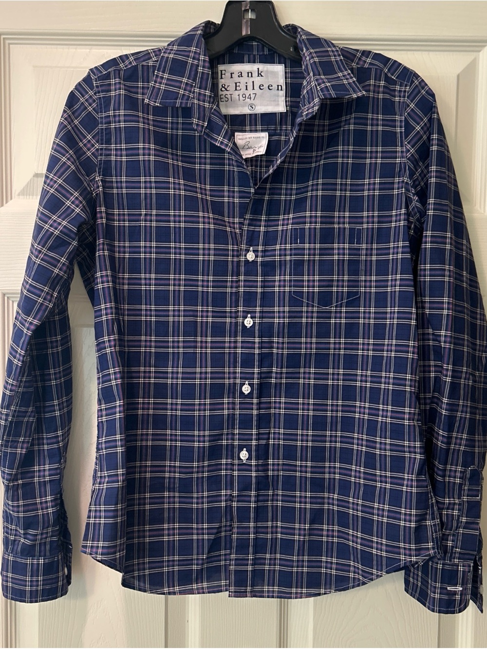 Frank & Eileen women’s Navy Plaid Button-Down Shirt